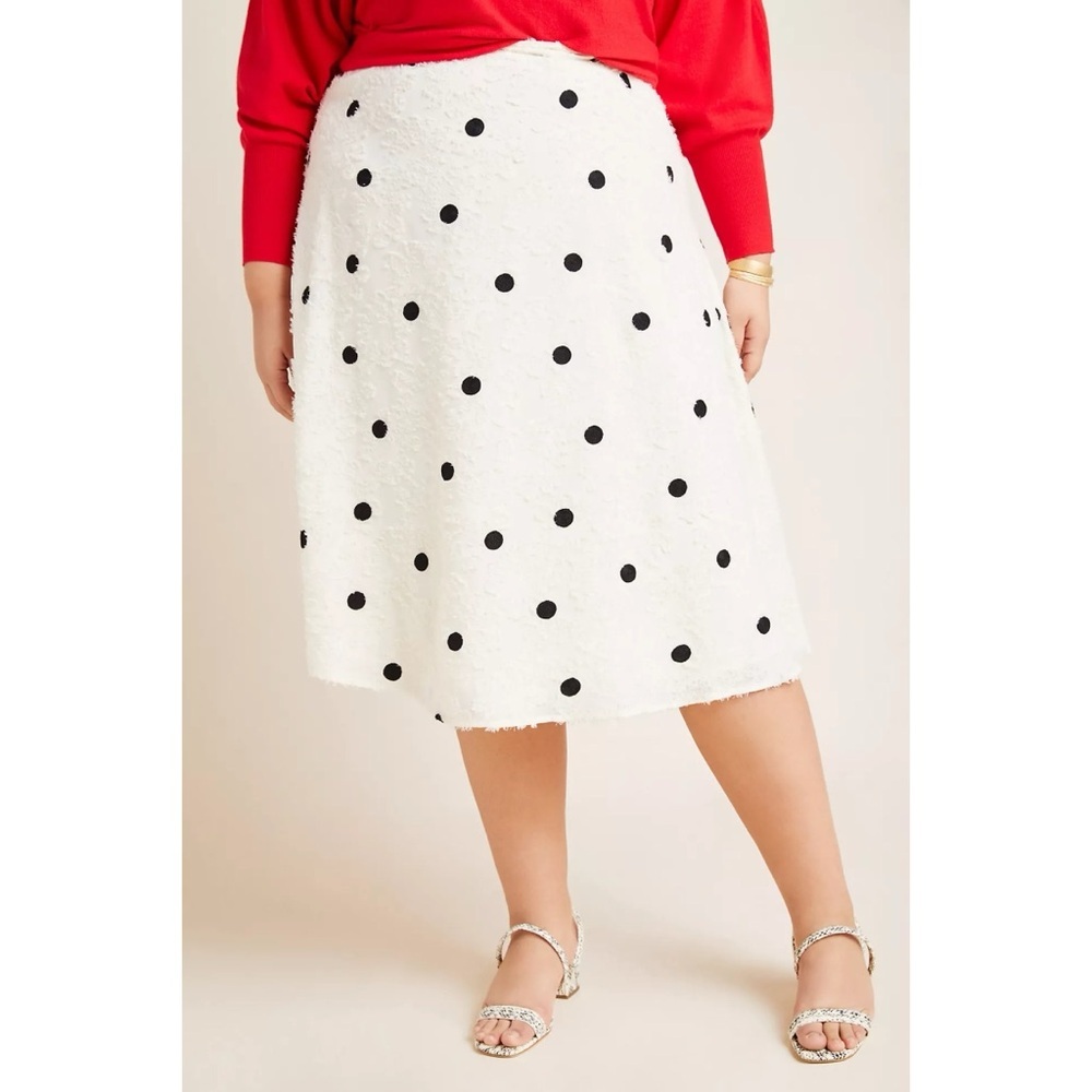 NWT Anthropologie Eri + Ali Andrea Textured Polka Dots Midi Skirt 1X Plus Size​ - Picture 8 of 13